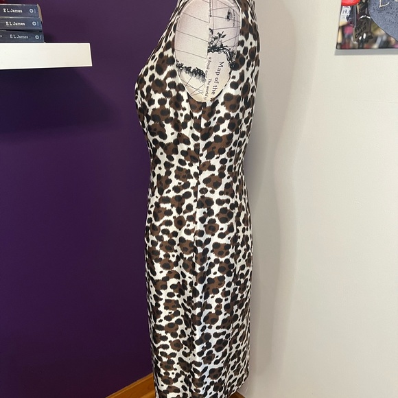 Ann Taylor Sleeveless Silk Animal Print Dress - Picture 5 of 9